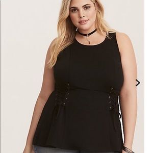 Black Corset Peplum Top 2x
